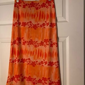 Orange stretch midi skirt